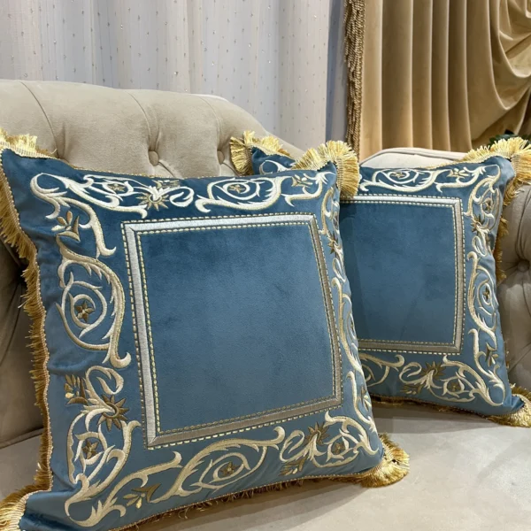کاور کوسن مدل قاب ابریشمی - آبی درباری - تی بی جی هوم TBG Home