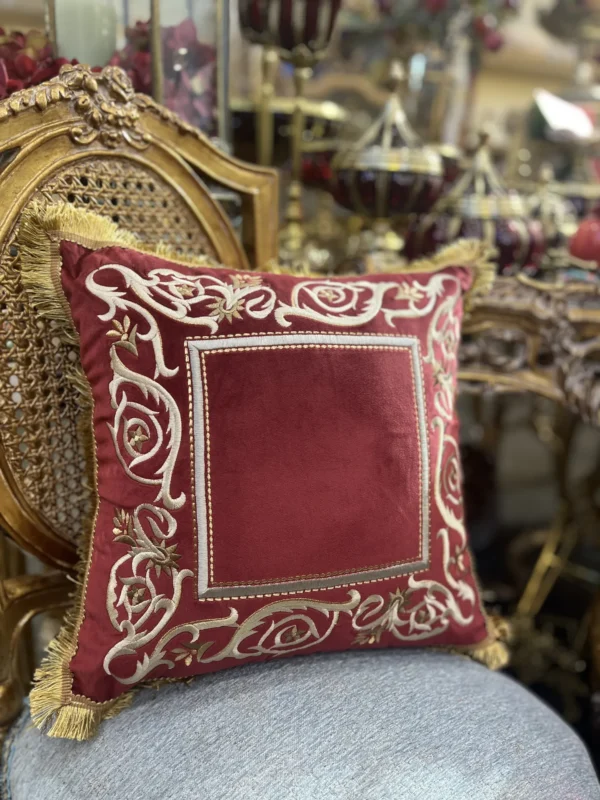 کاور کوسن مدل قاب ابریشمی - زرشکی - تی بی جی هوم TBG Home