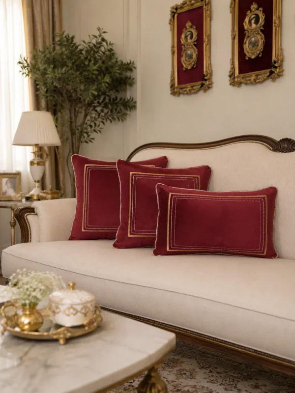 کاور کوسن مدل قاب باریک - زرشکی - تی بی جی هوم TBG Home