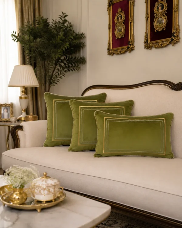 کاور کوسن مدل قاب باریک - زیتونی - تی بی جی هوم TBG Home