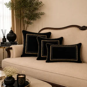 کاور کوسن مدل قاب باریک - مشکی - تی بی جی هوم TBG Home