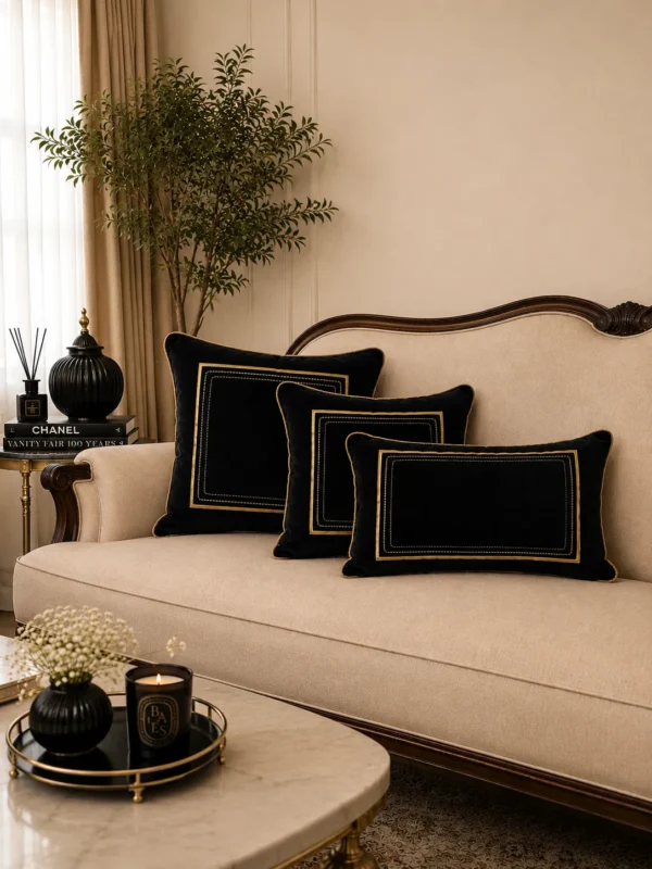 کاور کوسن مدل قاب باریک - مشکی - تی بی جی هوم TBG Home