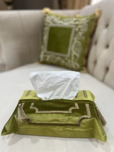 جا دستمال کاغذی مدل منگوله - زیتونی - تی بی جی هوم TBG Home