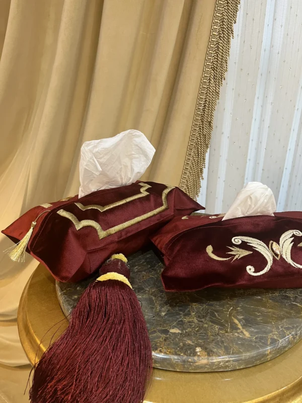 جا دستمال کاغذی مدل منگوله - زرشکی - تی بی جی هوم TBG Home