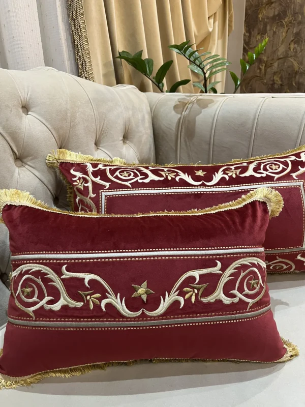 کاور کوسن مدل نوار مستطیلی - زرشکی - تی بی جی هوم TBG Home