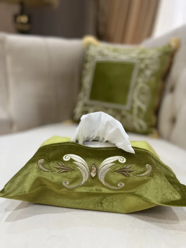 جا دستمال کاغذی مدل نگین - زیتونی - تی بی جی هوم TBG Home