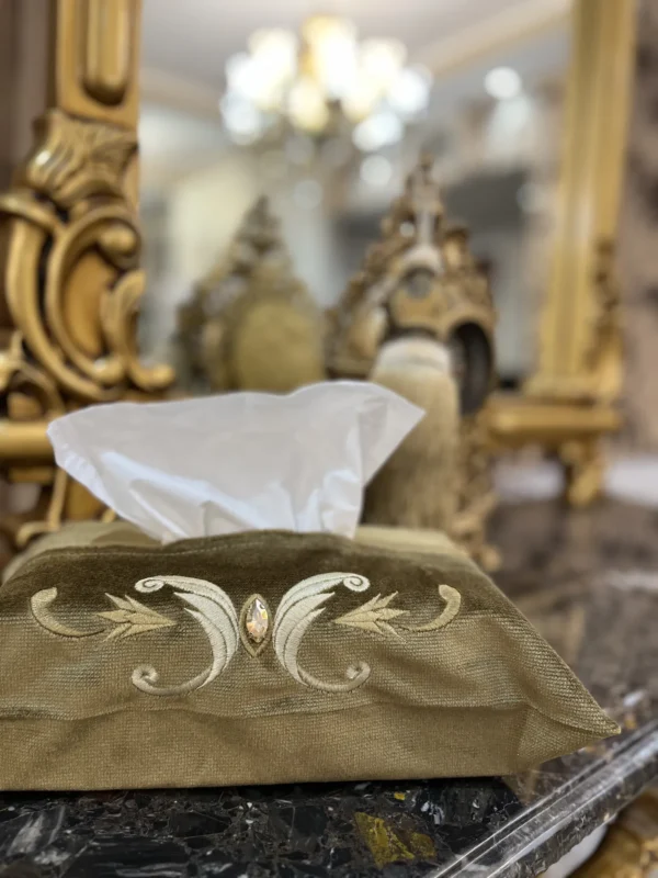 جا دستمال کاغذی مدل نگین - کرم نسکافه ای - تی بی جی هوم TBG Home